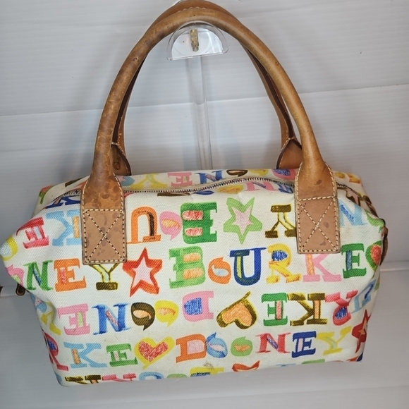 Dooney & Bourke Colorful Alphabet Scribble Canvas Tote Bag ,Multi Print Rr Vntg - Picture 4 of 14